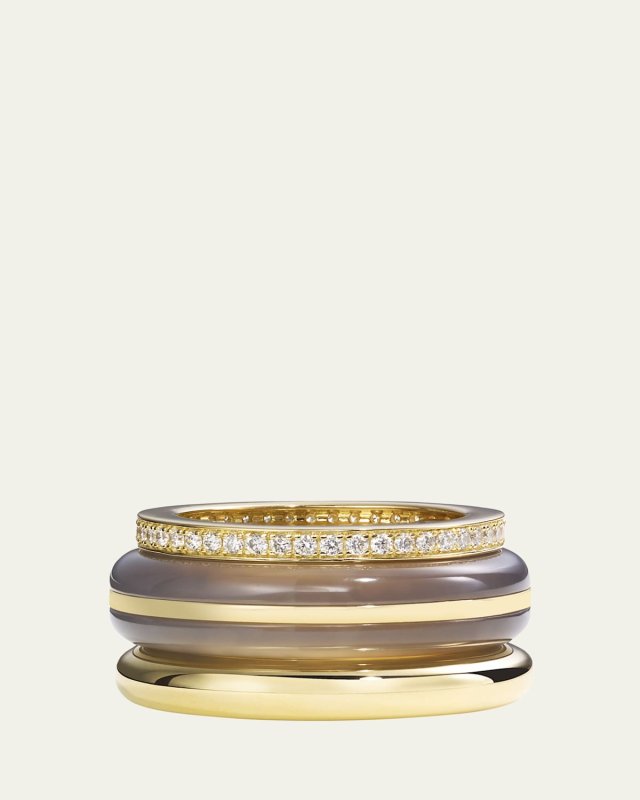 Classic Ring Stack, Grey Agate